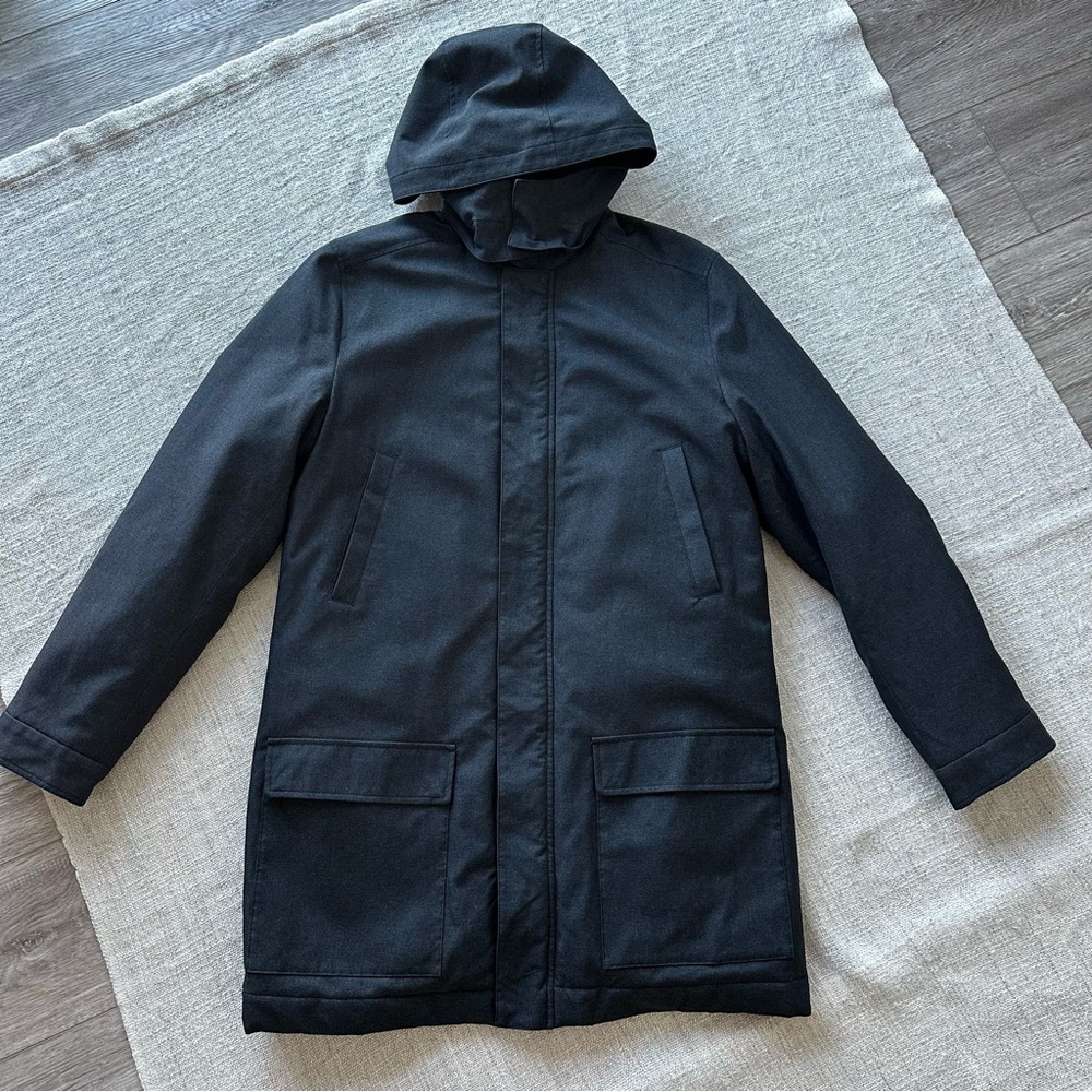 Banana Republic Men's Dark Gray Hooded warm coat removable hood